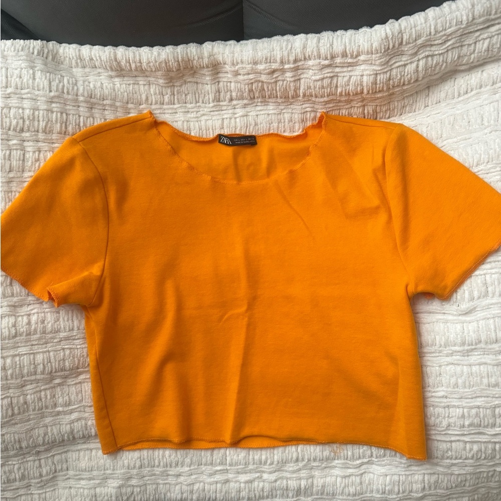 Zara orange cropped top.